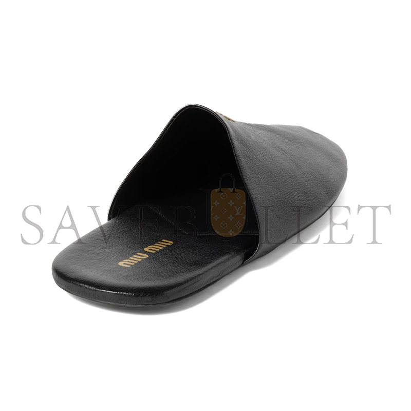 MIU MIU LEATHER SLIPPERS 5S322E